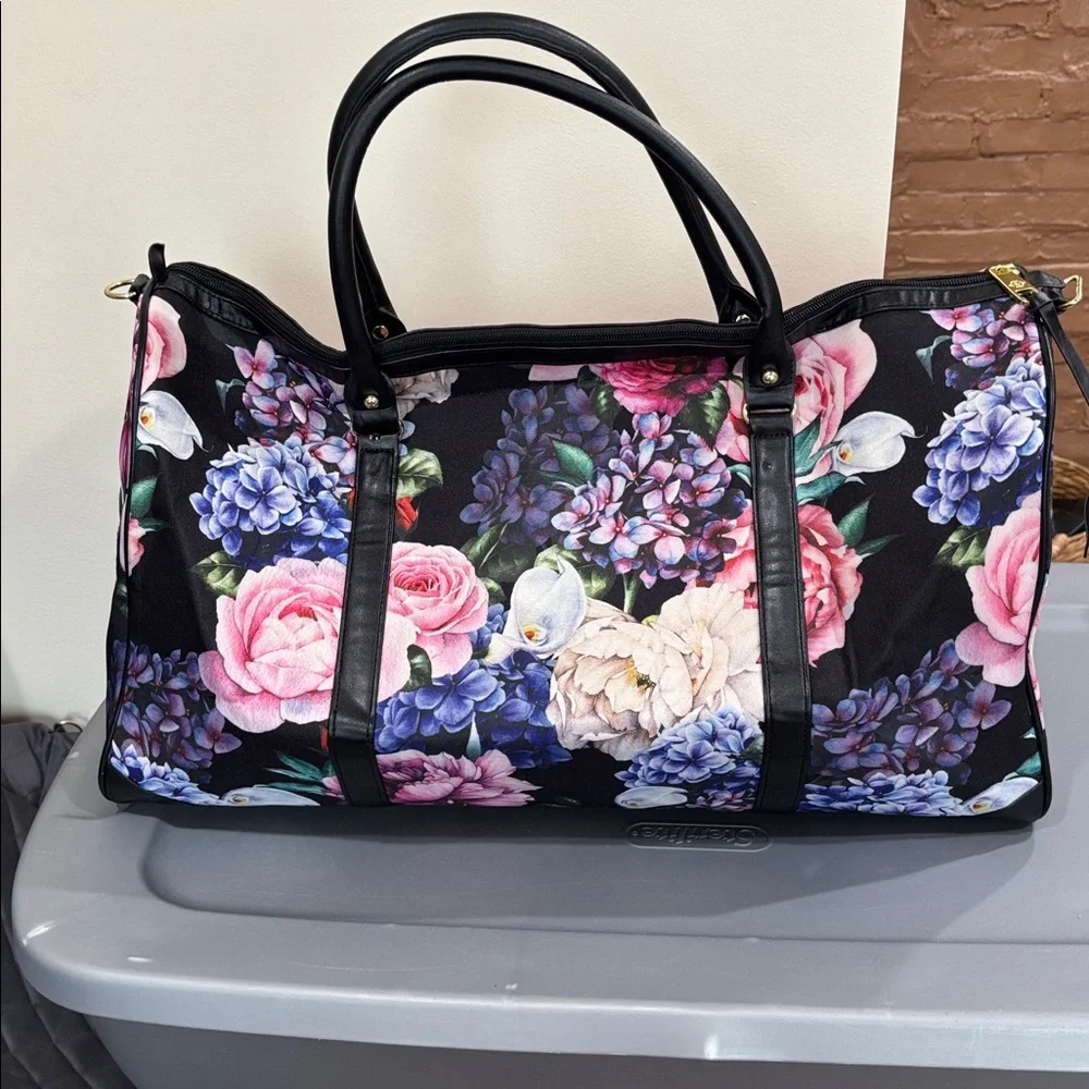 Floral Black Women duffel travel Bag - Picture 6 of 8